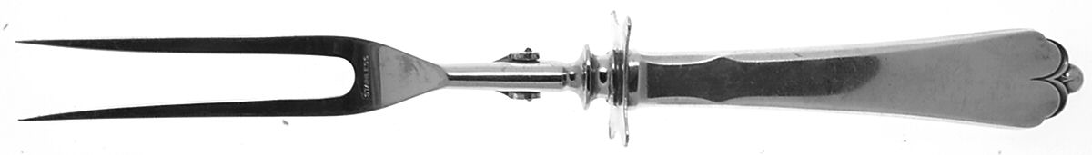 Lotus (Sterling, 1935) Lg Carving/Roast Fork-Stn Prong w/Sterling Guard by Watson-1