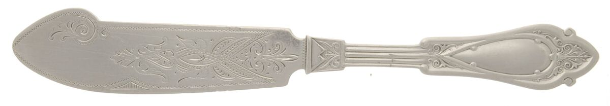 Venetian (Sterling, 1875) Flat Handle Bright Cut Master Butter by Wood & Hughes-1