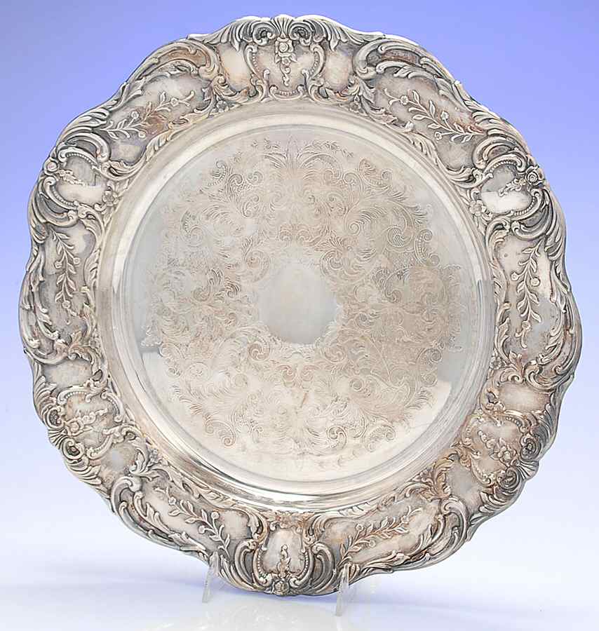Grand Victorian (Silverplate, Hollowware) Medium Round Silverplate Tray by Wallace Silver-1