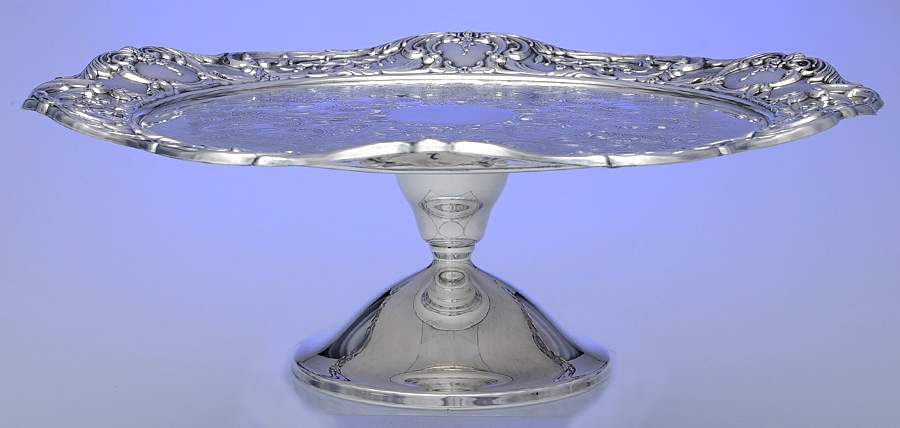 Grand Victorian (Silverplate, Hollowware) 13" Diameter Pedestal Cake Stand by Wallace Silver-1