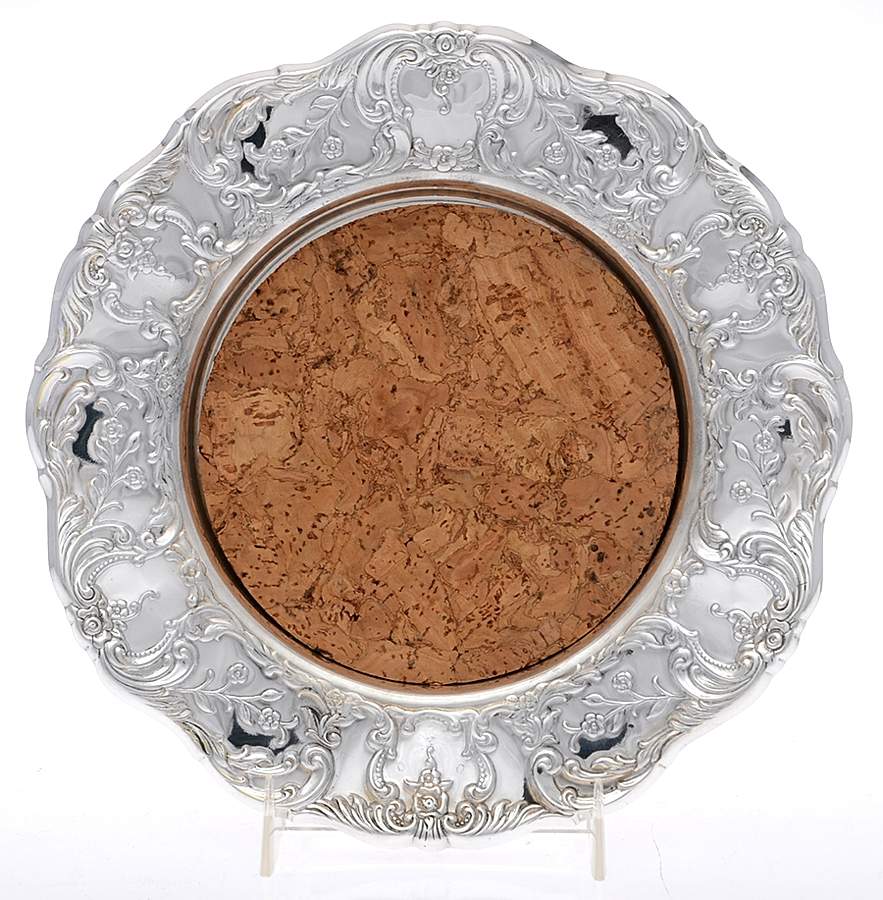 Grand Victorian (Silverplate, Hollowware) Wine Coaster with Cork Insert by Wallace Silver-1