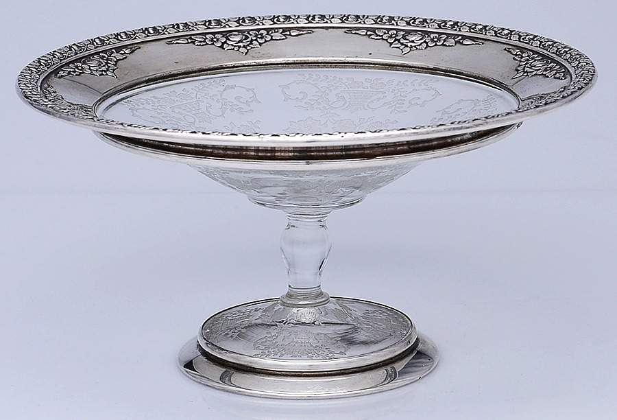 Normandie (Sterling, 1933, Hollowware) Sterling Compote with Crystal Bowl by Wallace Silver-1