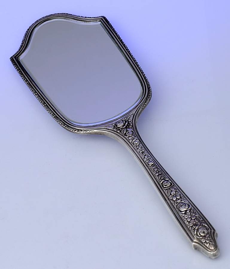 Normandie (Sterling, 1933, Hollowware) Mirror with Handle by Wallace Silver-1