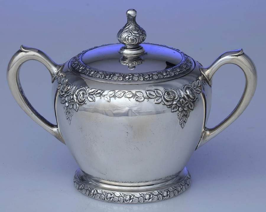 Normandie (Sterling, 1933, Hollowware) Sugar Bowl & Lid by Wallace Silver-1