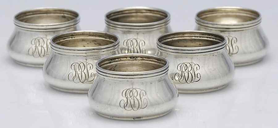 Puritan (Sterling, 1909, Hollowware) Individual Open Salt No Liner (Set of 6) by Wallace Silver-1
