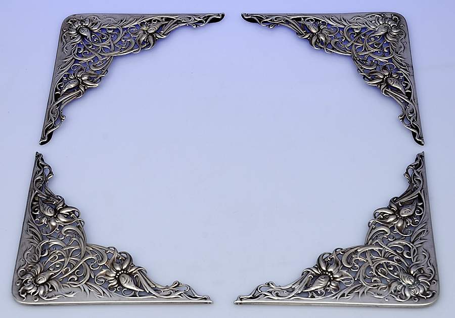 Lily (Sterling, 1902, Old Estate, Hollowware) Blotter Corners - Set of 4 by Whiting Manf Co-1