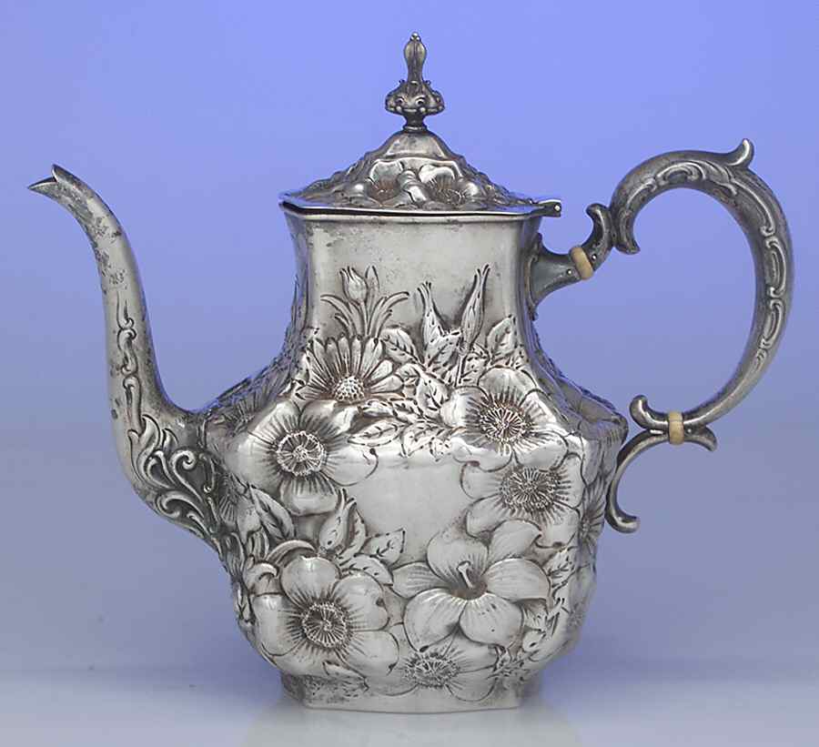 Lily (Sterling, 1902, Old Estate, Hollowware) Coffee Pot by Whiting Manf Co-1