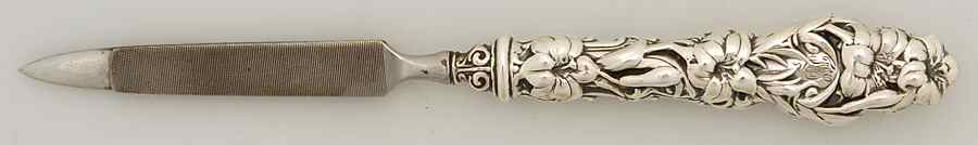 Lily (Sterling, 1902, Old Estate, Hollowware) Hollow Handle Nail File by Whiting Manf Co-1