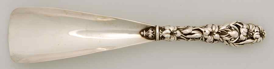 Lily (Sterling, 1902, Old Estate, Hollowware) Shoe Horn by Whiting Manf Co-1