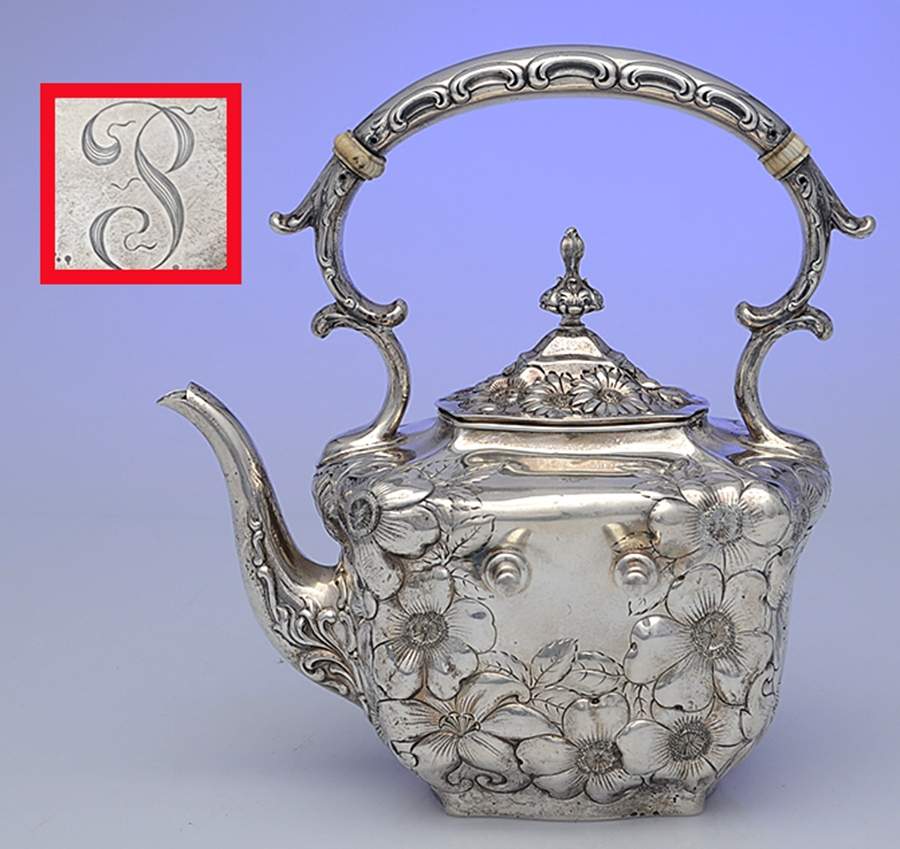 Lily (Sterling, 1902, Old Estate, Hollowware) Kettle No Stand by Whiting Manf Co-1
