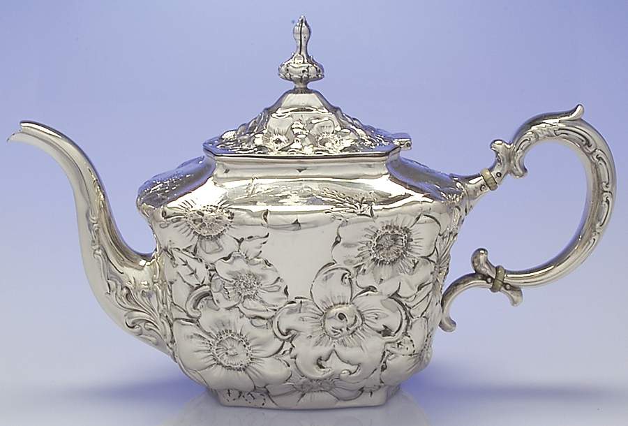 Lily (Sterling, 1902, Old Estate, Hollowware) Teapot by Whiting Manf Co-1