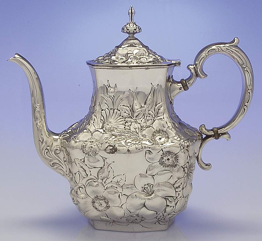 Lily (Sterling, 1902, Old Estate, Hollowware) Coffee Pot by Whiting Manf Co-1