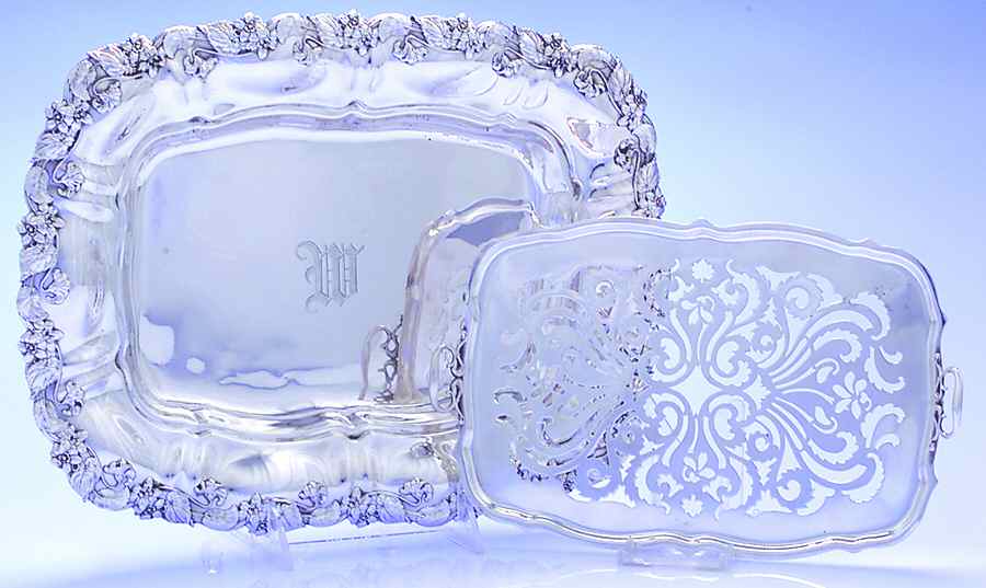 Violet (Sterling, 1905, Hollowware) (2 Pc)  Asparagus Serving Tray & Strainer by Whiting Manf Co-1