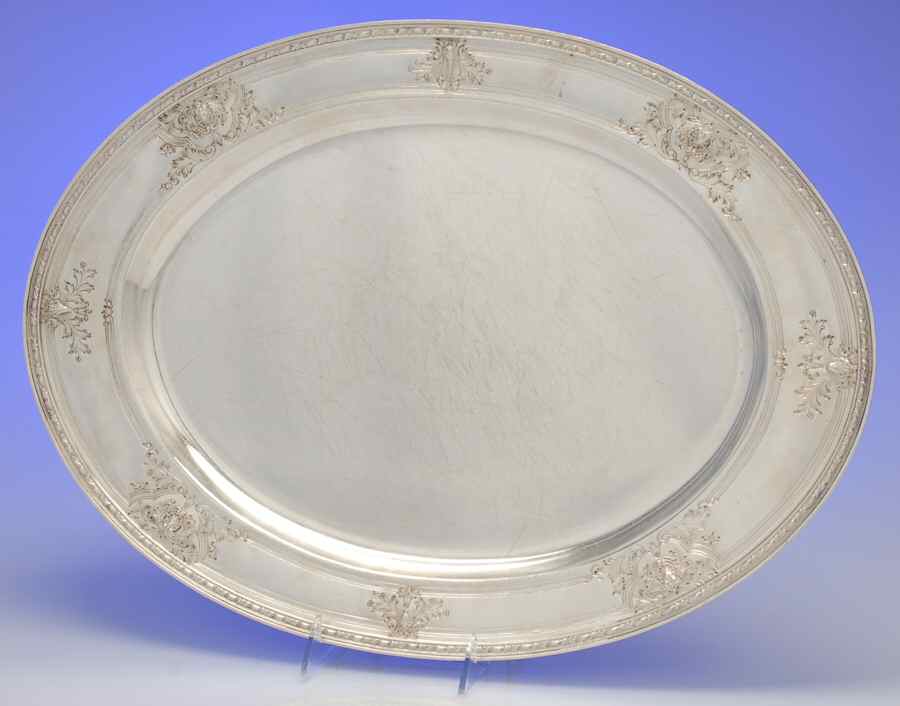 Navarre (Sterling, 1908, Hollowware) 20" Oval Serving Platter by Watson-1