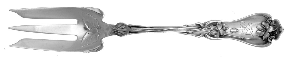Violet (Sterling, 1905, Monograms) Individual Pie Fork by Whiting Manf Co-1