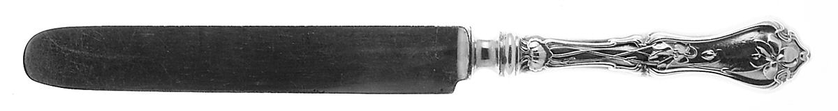 Violet (Sterling, 1905, Monograms) Blunt Hollow Knife with Bolster by Whiting Manf Co-1