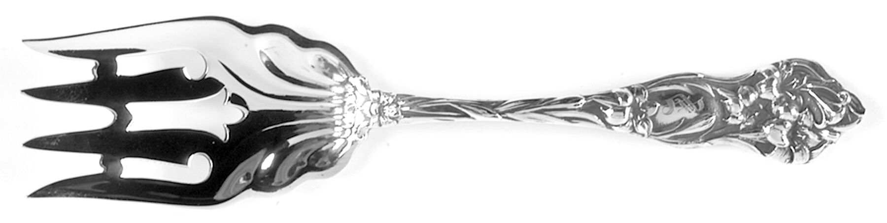 Lily (Sterling, 1902, Monograms) Small Solid Cold Meat Serving Fork by Watson-1