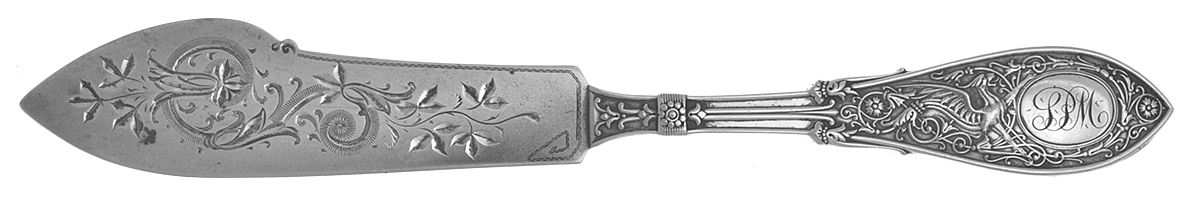 Arabesque (Sterling, 1875) Flat Handle Bright Cut Master Butter by Whiting Manf Co-1