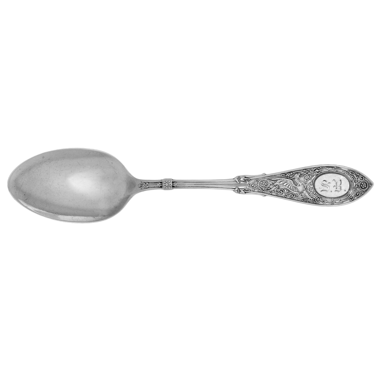 Arabesque (Sterling, 1875, Monograms) Five O'Clock Teaspoon by Whiting Manf Co-1