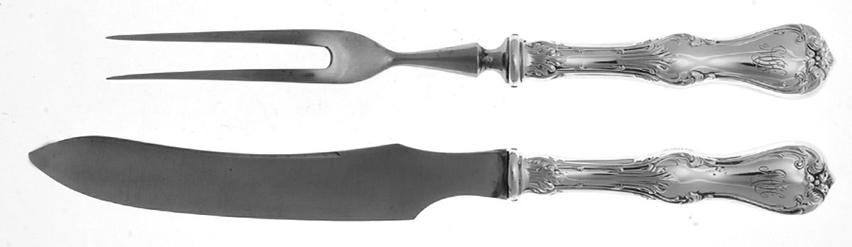Duke of York (Sterling, 1900, Monograms) 2-Pc Individual Bird Carving Set w/Silverplate Bld by Whiting Manf Co-1