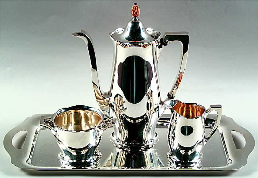 Antique (Sterling, Hollowware) 4 Piece Mini Coffee Set (SCPM, SCRM, SSUOM, STRDEM) by Wallace Silver-1