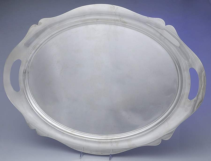 Antique (Sterling, Hollowware) Large Waiter Tray by Wallace Silver-1