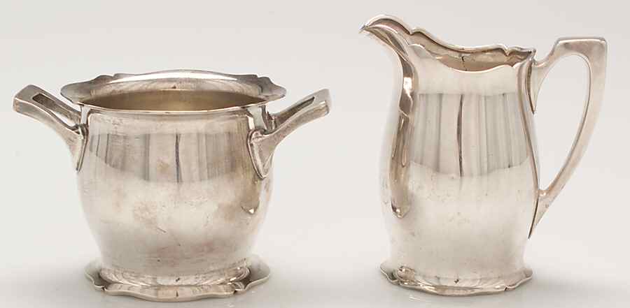 Antique (Sterling, Hollowware) Mini Sterling Creamer and Open Sugar by Wallace Silver-1