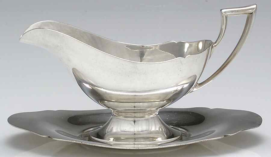 Antique (Sterling, Hollowware) Sterling Gravy Boat & Underplate by Wallace Silver-1