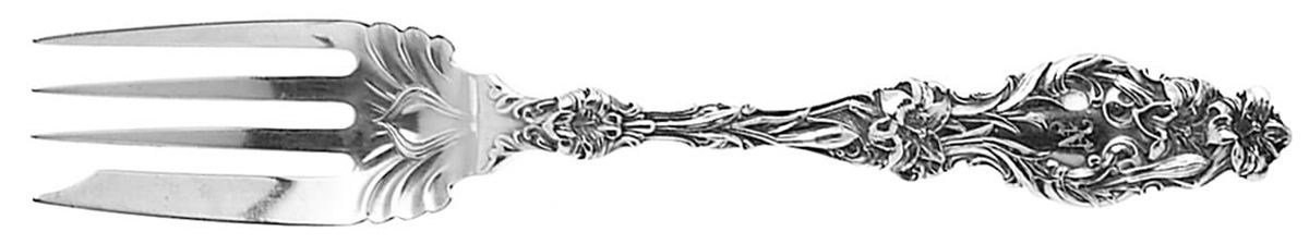 Lily (Sterling, 1902, Lion-Pat. 1902, Monograms) Individual Salad Fork by Whiting Manf Co-1