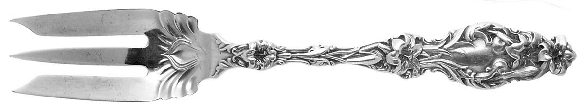 Lily (Sterling, 1902, Lion-Pat. 1902, Monograms) Individual Pie Fork by Whiting Manf Co-1