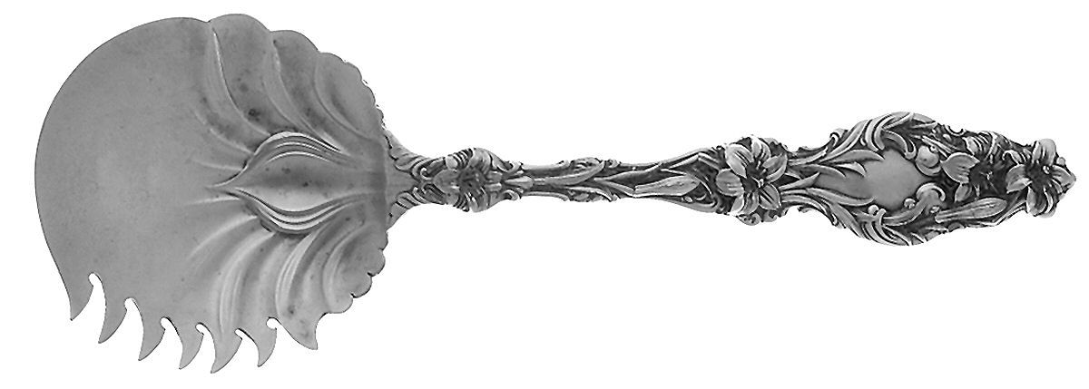 Lily (Sterling, 1902, Lion-Pat. 1902, Monograms) Large Cucumber Server by Whiting Manf Co-1