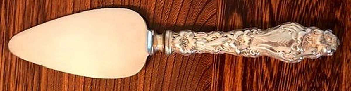 Lily (Sterling, 1902, Lion-Pat.1902) Cheese Server with Stainless Blade by Whiting Manf Co-1