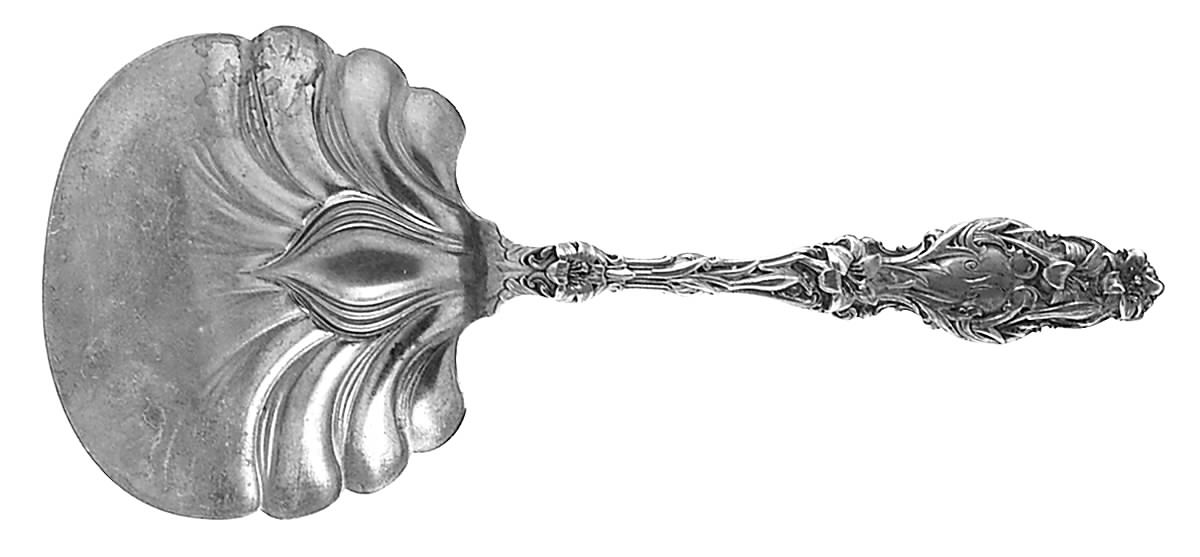 Lily (Sterling, 1902, Lion-Pat. 1902, Monograms) Bon Bon Scoop by Whiting Manf Co-1
