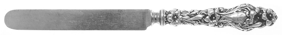 Lily (Sterling, 1902, Lion-Pat. 1902, Monograms) Youth/Tea Knife with Silverplate Blade by Whiting Manf Co-1