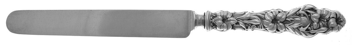 Lily (Sterling, 1902, Lion-Pat. 1902, Monograms) Blunt Thick Hollow Table Knife with Bolster by Whiting Manf Co-1