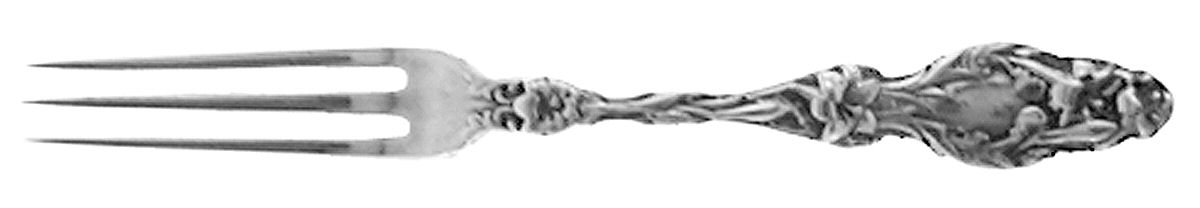 Lily (Sterling, 1902, Lion-Pat. 1902, Monograms) Strawberry Fork by Whiting Manf Co-1