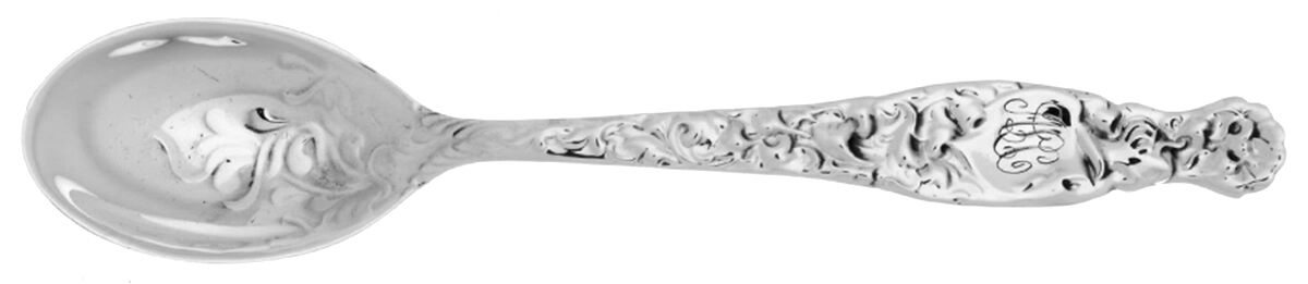 Heraldic (Sterling, 1880, Monograms) Demitasse Spoon by Whiting Manf Co-1