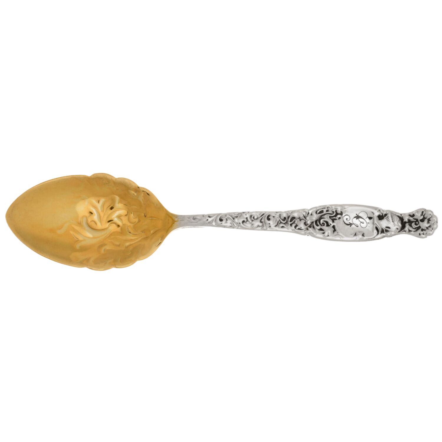 Heraldic (Sterling, 1880, Monograms) Ice Cream Spoon Individual by Whiting Manf Co-1