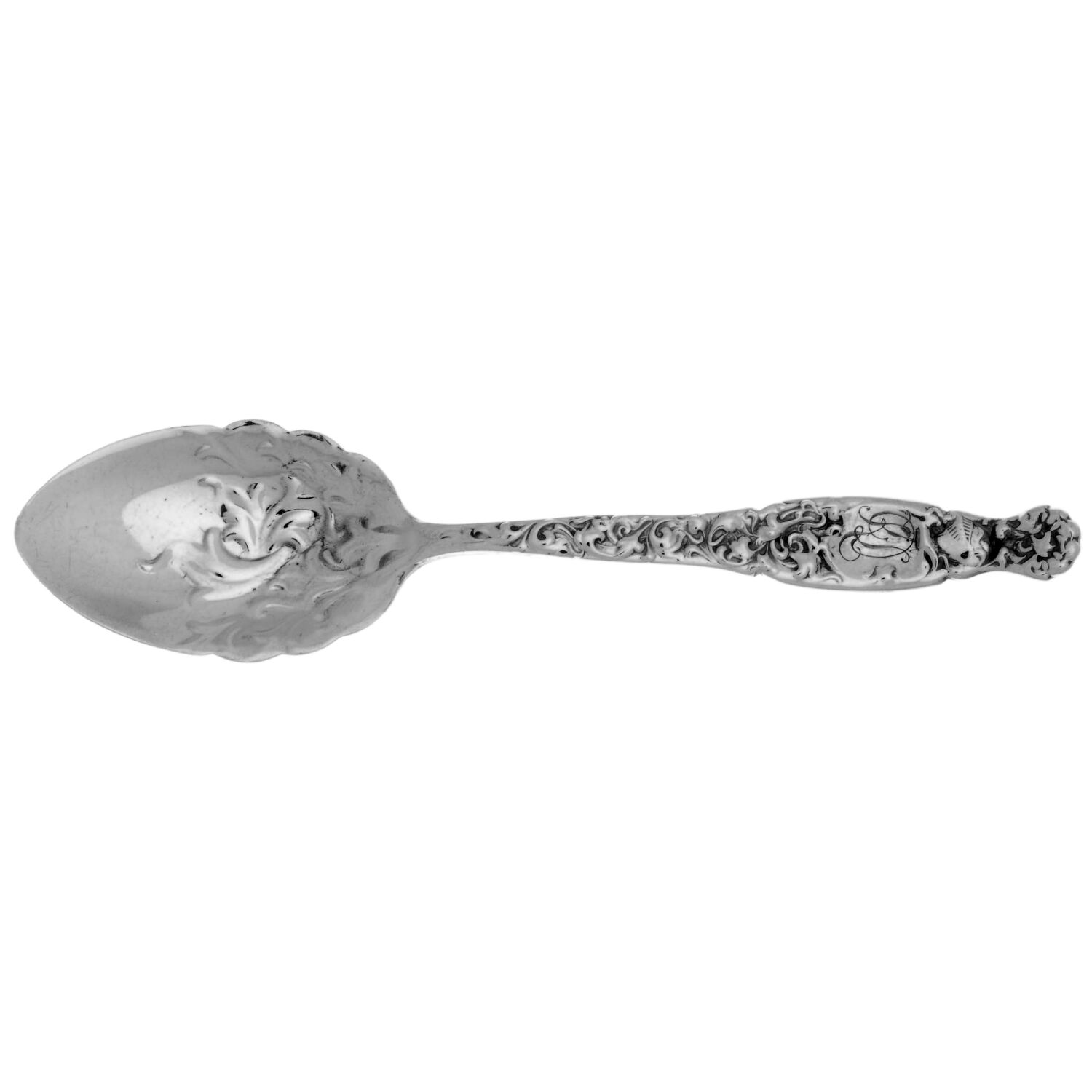 Heraldic (Sterling, 1880, Monograms) Ice Cream Spoon Individual by Whiting Manf Co-1