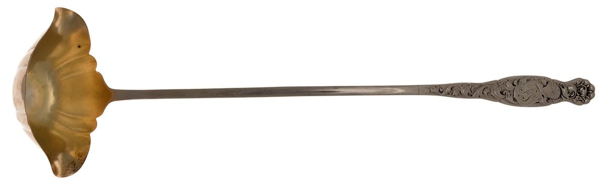 Heraldic (Sterling, 1880, Monograms) Punch Ladle Solid Piece by Whiting Manf Co-1
