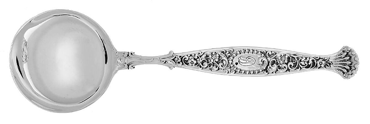 Hyperion (Sterling, 1888, Monograms) Round Bowl Soup Spoon (Bouillon) by Whiting Manf Co-1