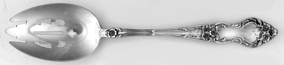 Meadow Rose (Sterling, 1907, No Monos) Pierced Tablespoon (Serving Spoon) HC by Wallace Silver-1