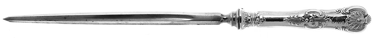 Old King (Sterling, 1890, Monograms) Large Roast Steel Rod Knife Sharpener by Whiting Manf Co-1