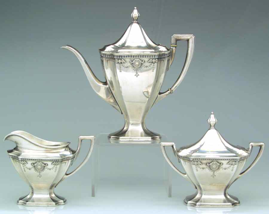 Adam (Silverplate, 1914, Hollowware) (3 Pc) Coffee Set (PCP,PCR,PSU) by WD Smith Silver-1