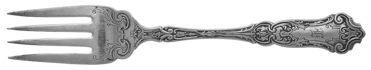 Cardinal (Silverplate, 1907, Monograms) Medium Solid Cold Meat Serving Fork by Wallace Silver-1