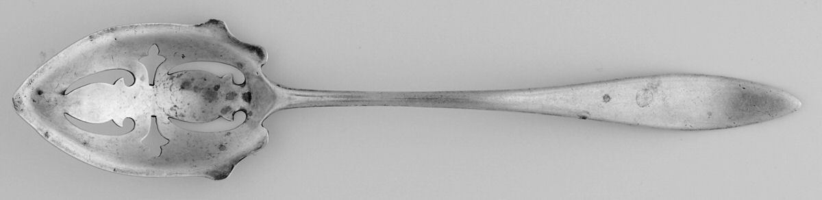 WED17 (STERLING) Pierced Bowl Short Handle Olive Spoon by Weidlich Silver-1