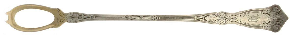 Berain (Sterling, 1907) Pierced Bowl Long Handle Olive Spoon by Wallace Silver-1