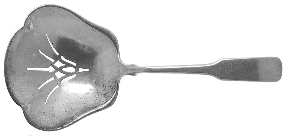Colonial Fiddle (Sterling, 1925) Solid Bon Bon Spoon with Pierced Bowl by Watson-1