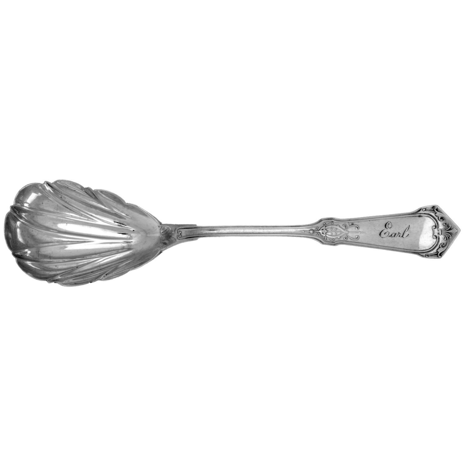 Humbolt (Sterling, 1880, Monograms) Sugar Shell Spoon by Wood & Hughes-1