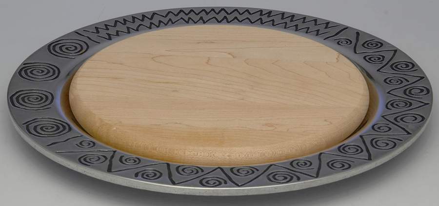 Reggae (Armetale, Hollowware) Cheese Tray with Wood Insert by Wilton Armetale-1